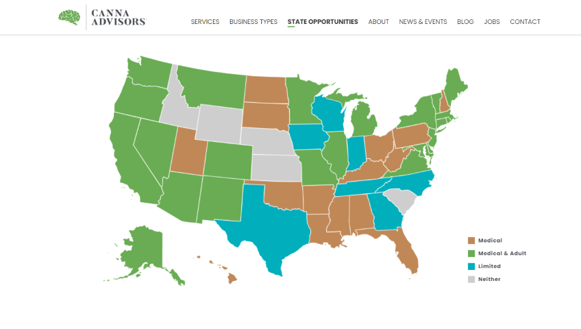 Canna Advisors state opportunities map.