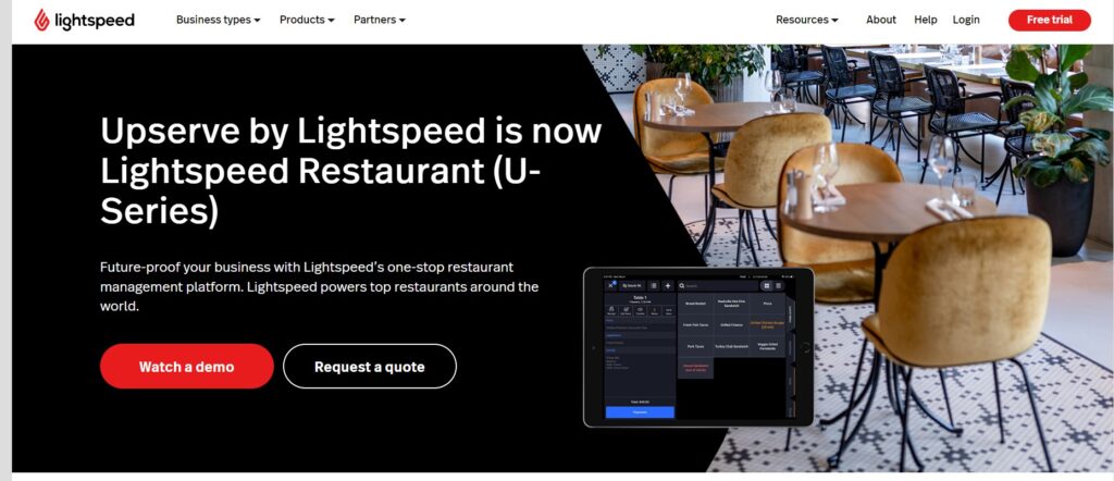 An image of the Upserve by Lightspeeds landing page. 