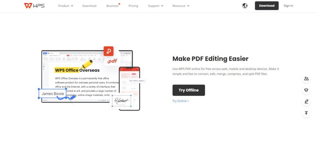 WPS Office home page