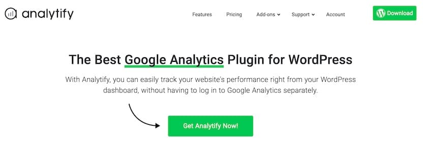 Analytify home page. 