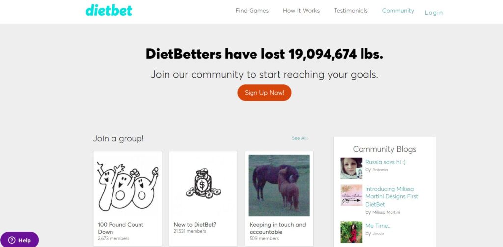 A screenshot of the Dietbet community forumn.