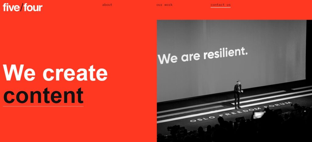 five/four website homepage.