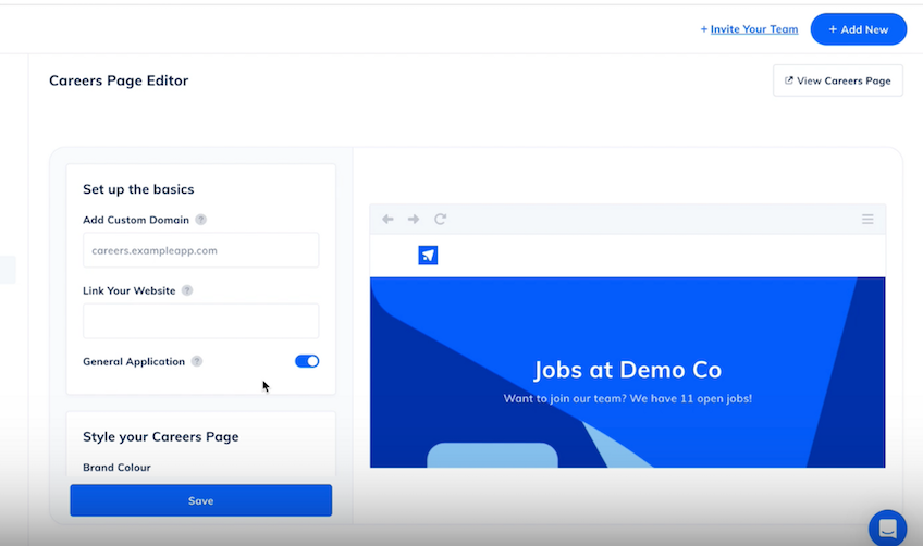 Careers page editor.