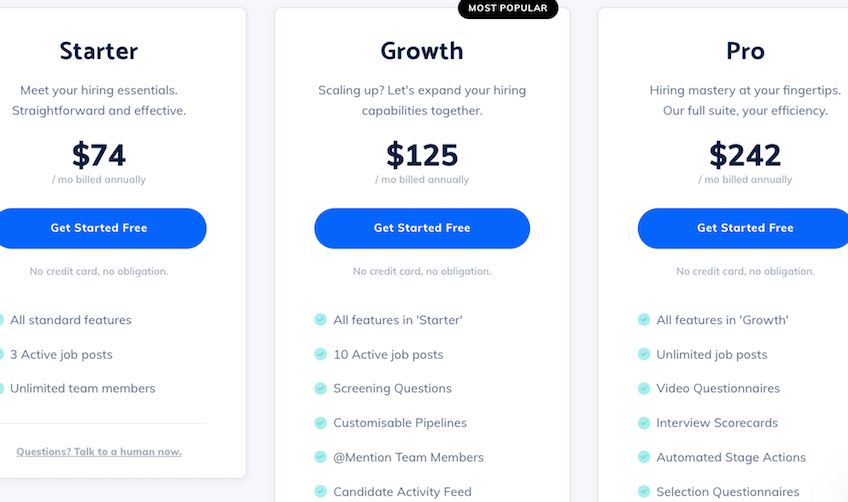 Three GoHire plans with prices.