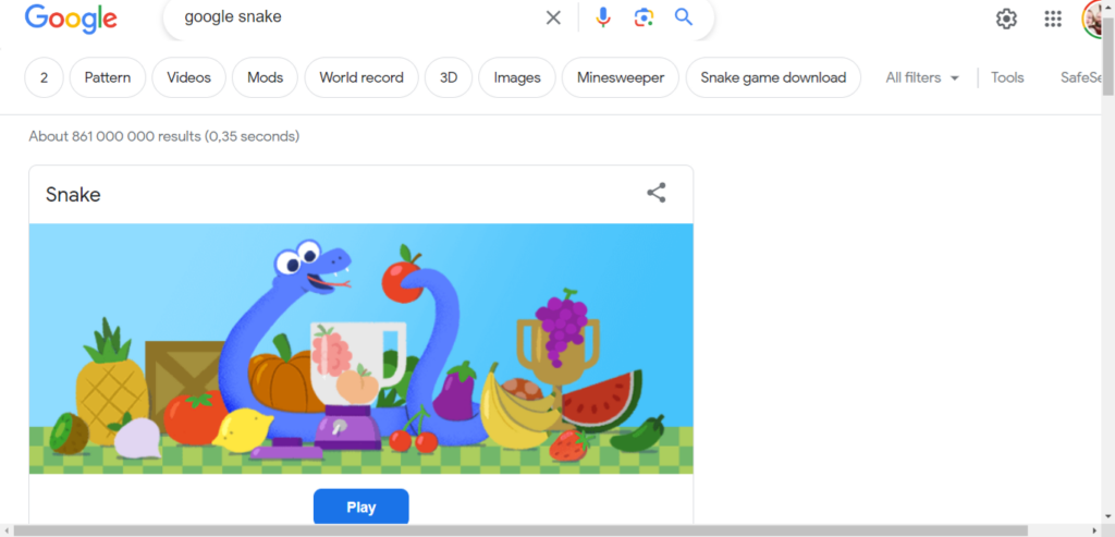 Google Snake game.