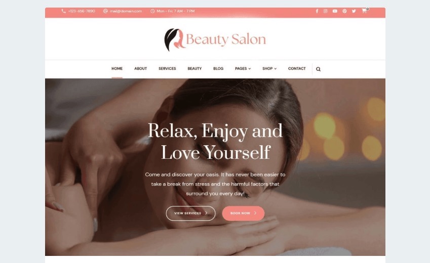 Beauty Salon home page.