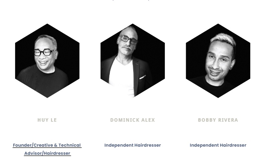 Stylists page for Revamp Salon with images of three people.
