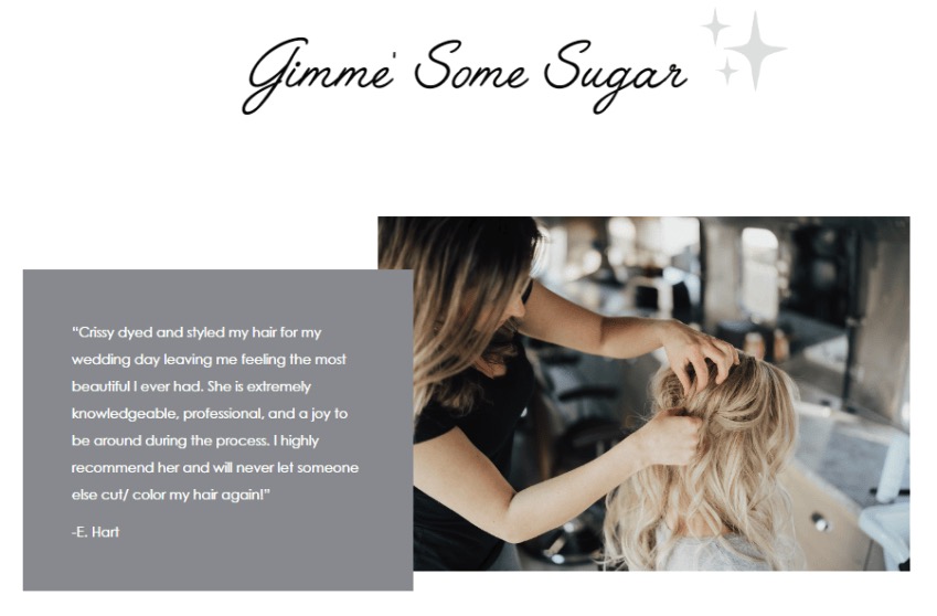 Customer testimonial featured on the site.