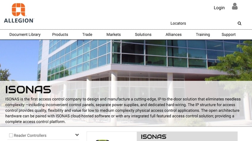 ISONAS homepage.