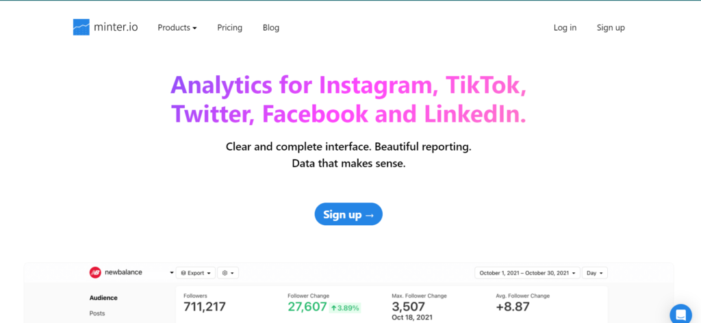 A screenshot of the Minter.io landing page.