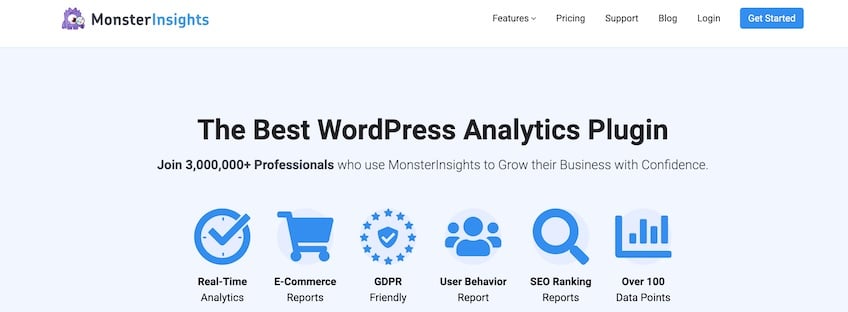 MonsterInsights home page. 