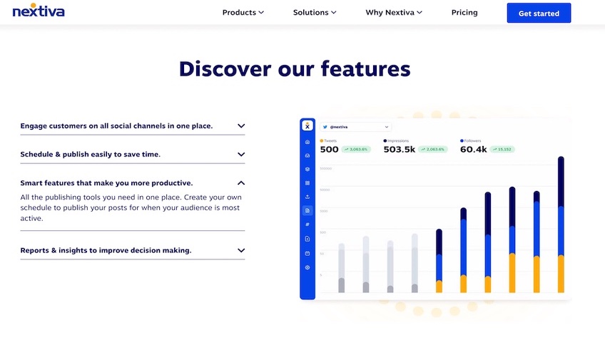 Discover features page for Nextiva