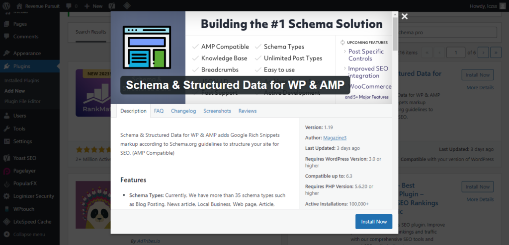 Screenshot of the Schema & Structured Data for WP & AMP plugin for WordPress