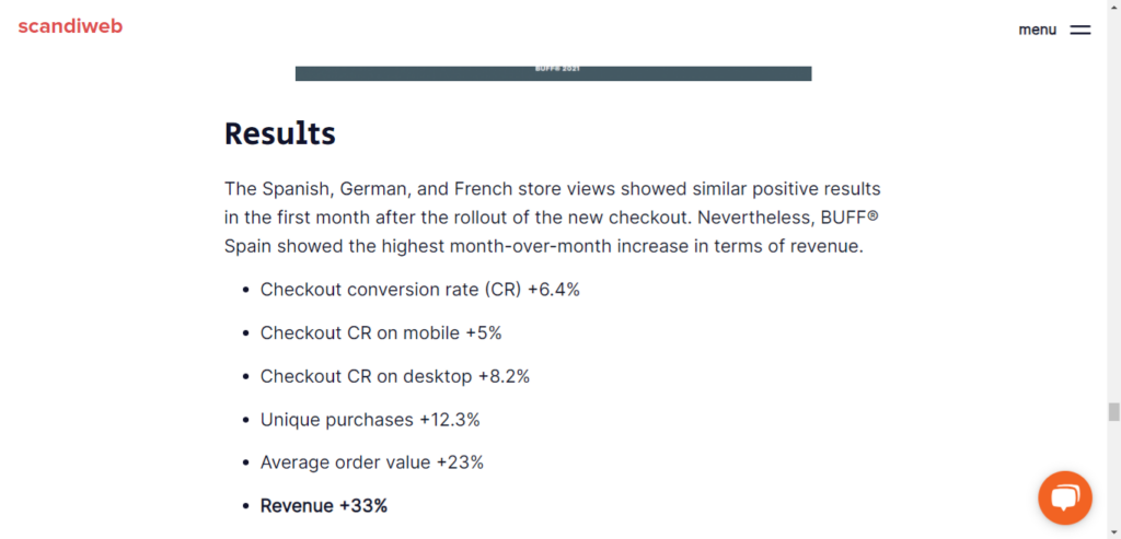 Screenshot of the results from the Buff case study. 