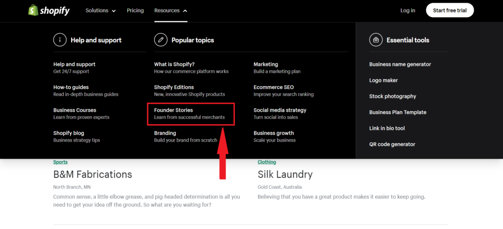 A screenshot of the Shopify customer testimonials. 