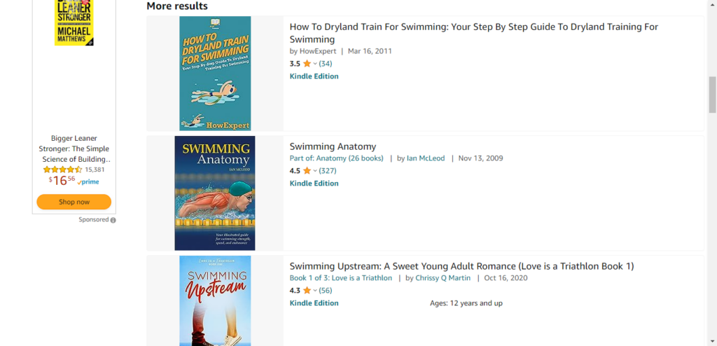 Screenshot of Amazon search result for informational products.