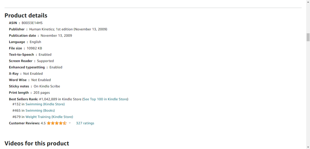 Screenshot of Amazon product details.