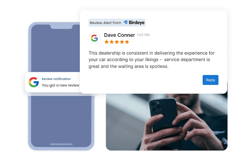 Example of a new review alert from Birdeye