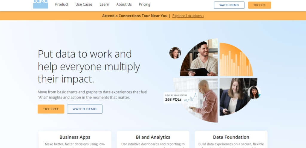 Domo statistical analysis software integrate and illuminate all your data page.
