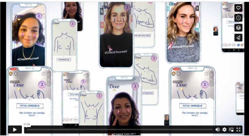Screenshot of Dove's Vimeo & Snapchat campaign. 