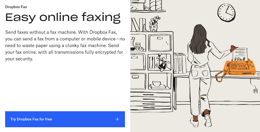 Dropbox Fax homepage