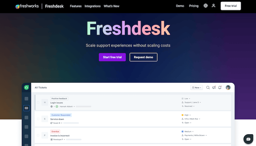 Freshdesk homepage