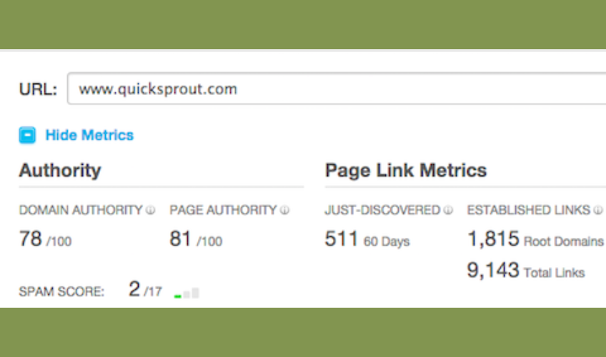 Screenshot of Quick Sprout's page mink metrics in Google Analytics.