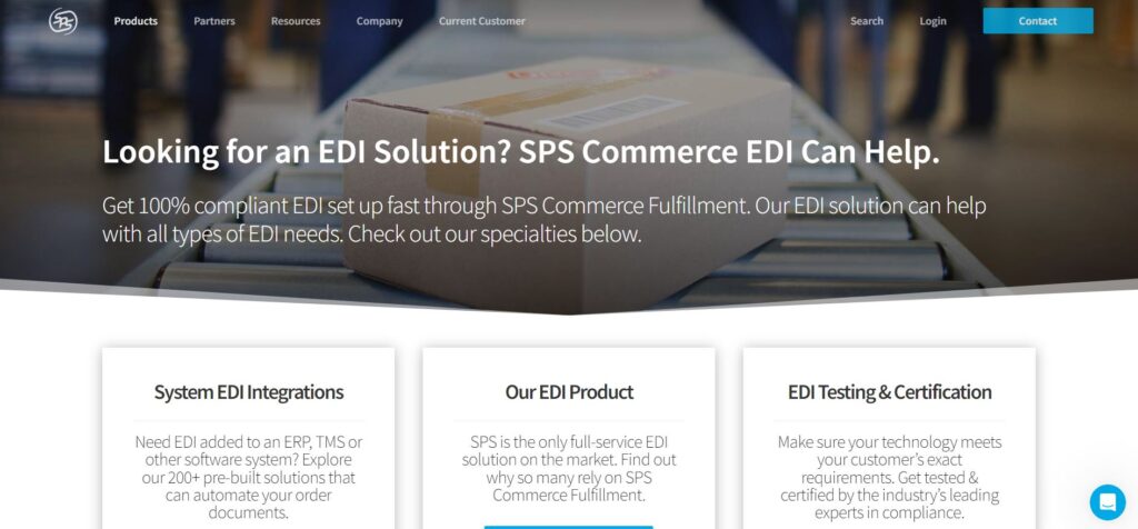 SPS Commerce EDI software landing page. 