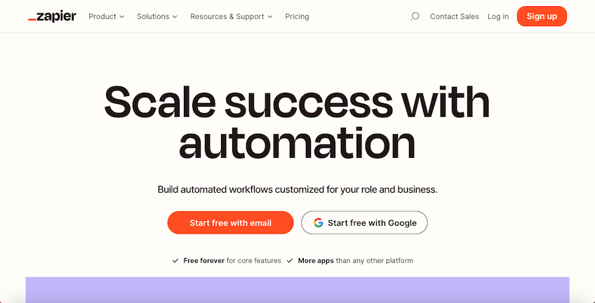 Zapier connect your apps and automate workflows homepage.