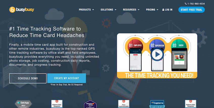 business plan for recycling BusyBusy tracking software homepage.