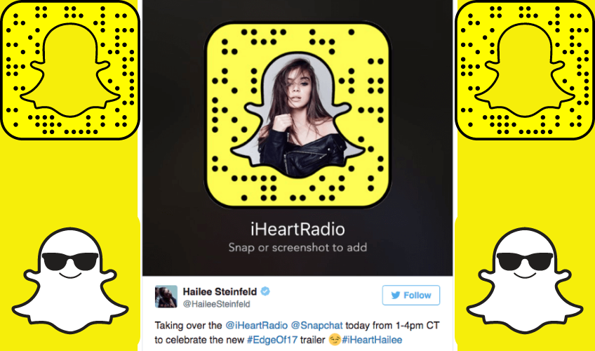 Graphic image of iHeart Radio and Snapchat cross-over promotion.