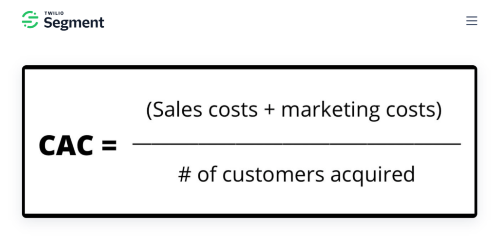 Infographic of calculating customer acquisition costs. Source Twilio Segment. 