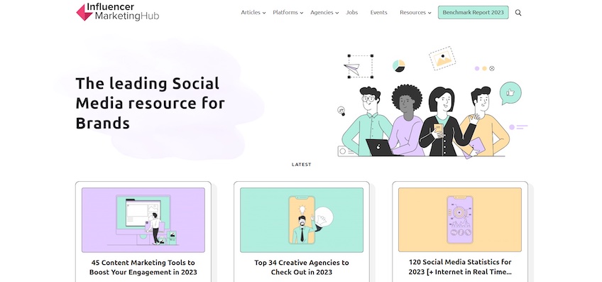 Influencer Marketing Hub homepage. 