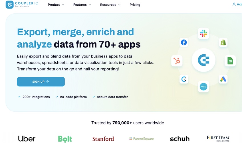 Coupler.io sign up page. 
