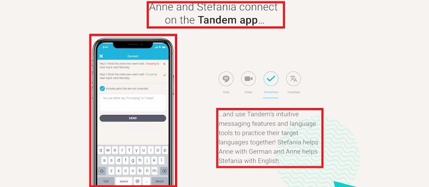 Tandem App example on how to connect with others.
