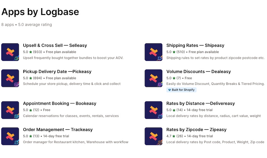 List of Apps by LogBase.