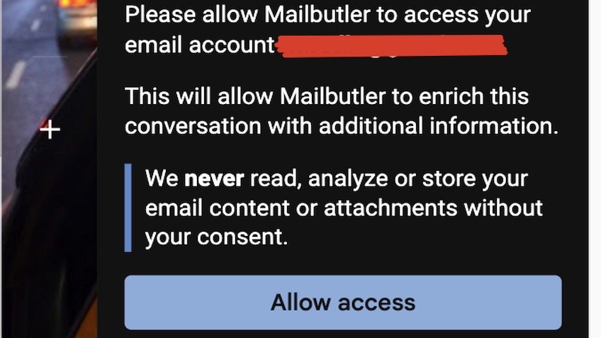 Allow access request message. 