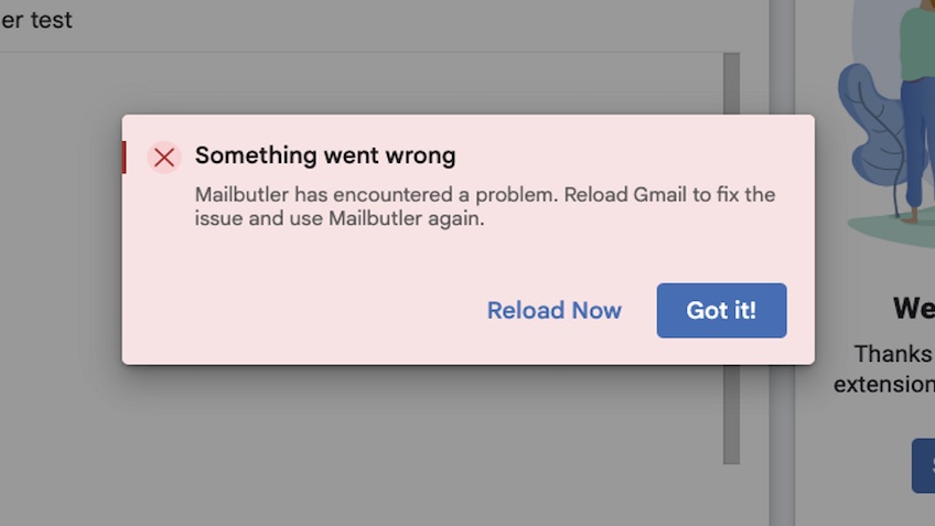 Mailbutler encountered a problem message.