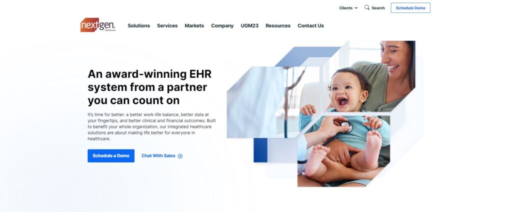 NextGen Healthcare medical software homepage.