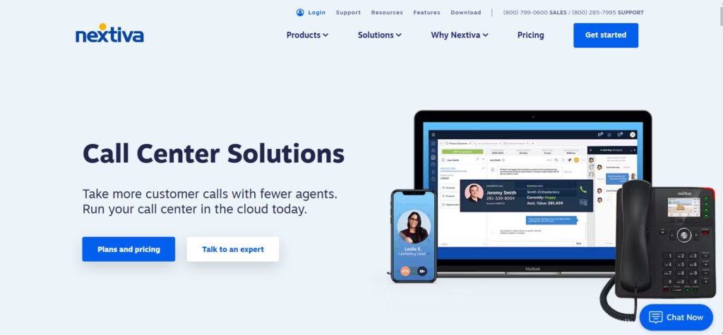 Nextiva call center solutions home page