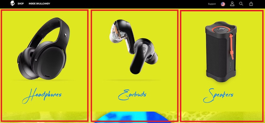 Skullcandy products page.
