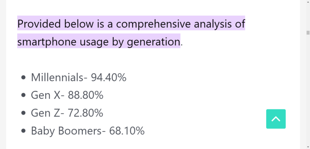 Screenshot of smartphone user per generation.