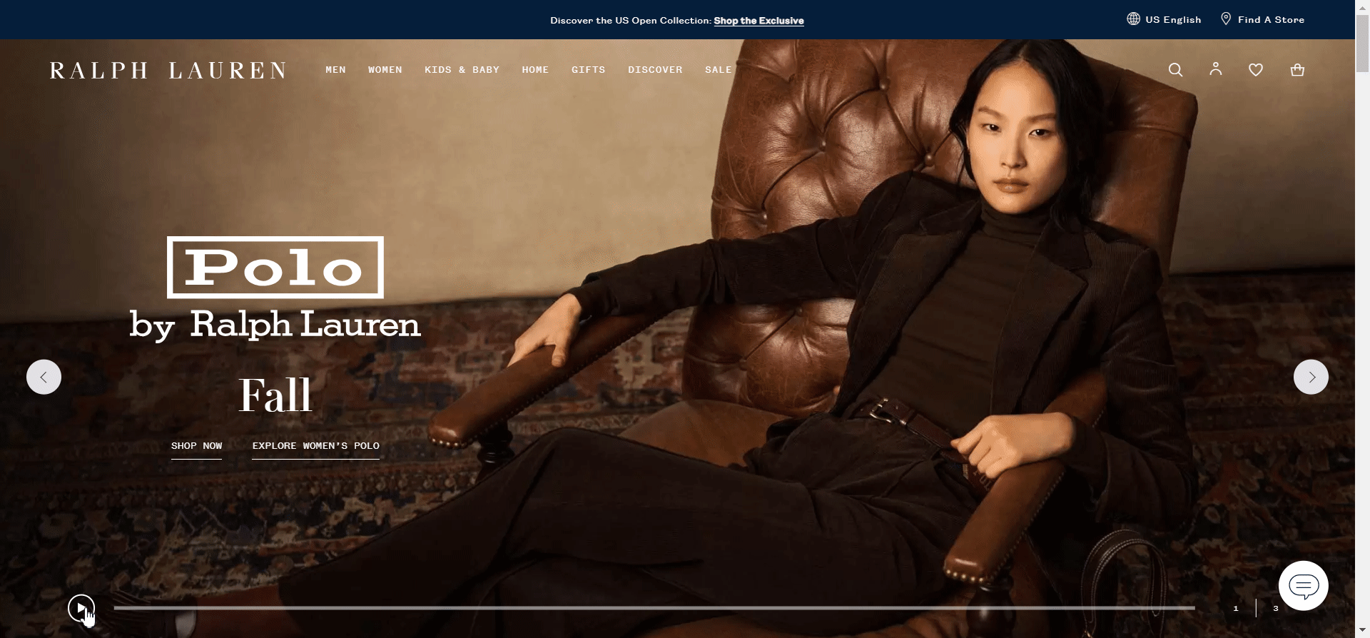 Ralph Lauren website as an example of a full-screen carousel.