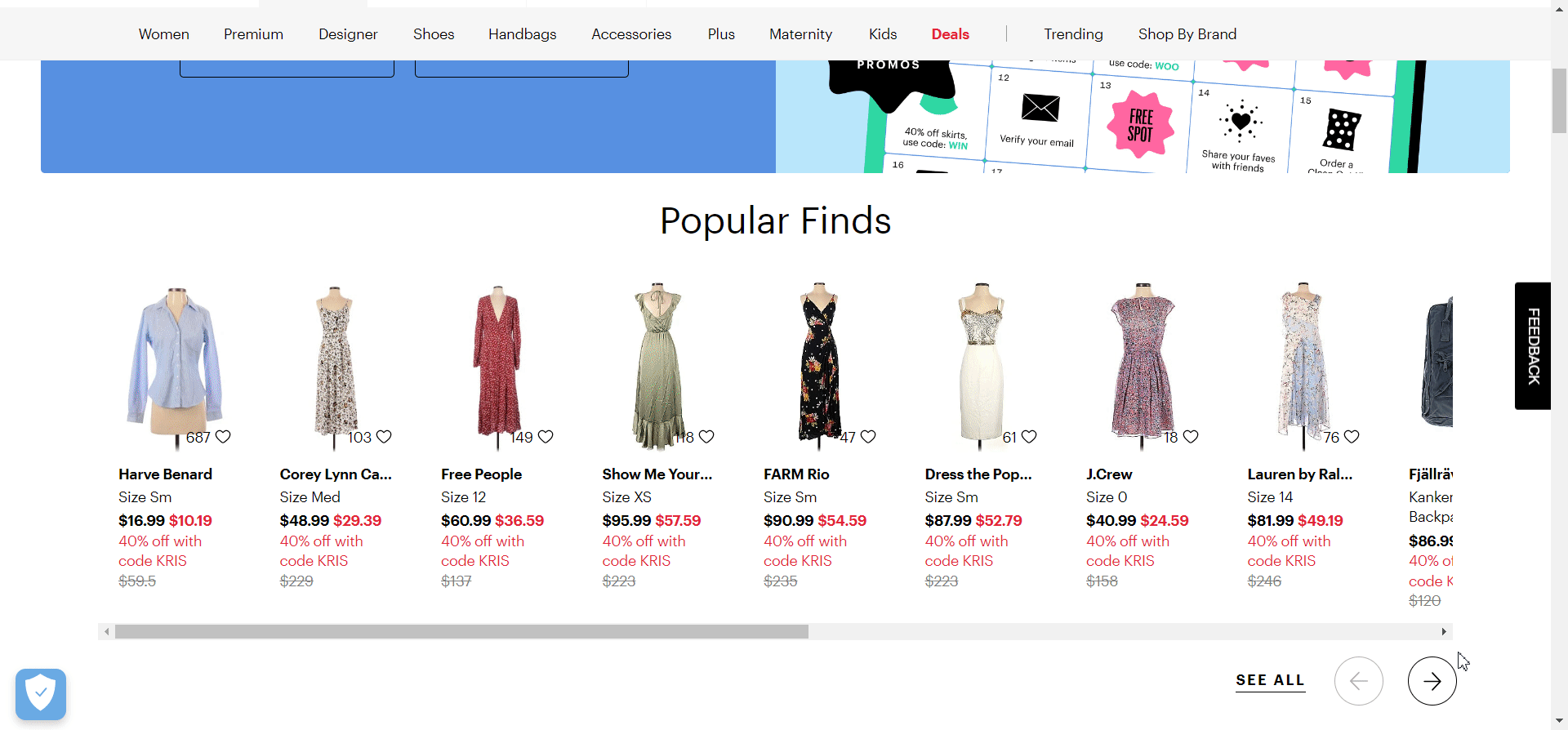 Product sliders example from thredUP site. 