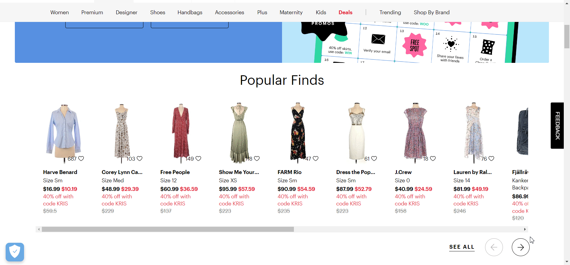Product sliders example from thredUP site.