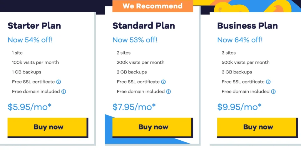 HostGator has three pricing plans for its WordPress hosting
