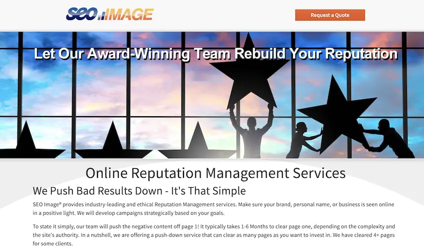 SEO Image reputation management service landing page