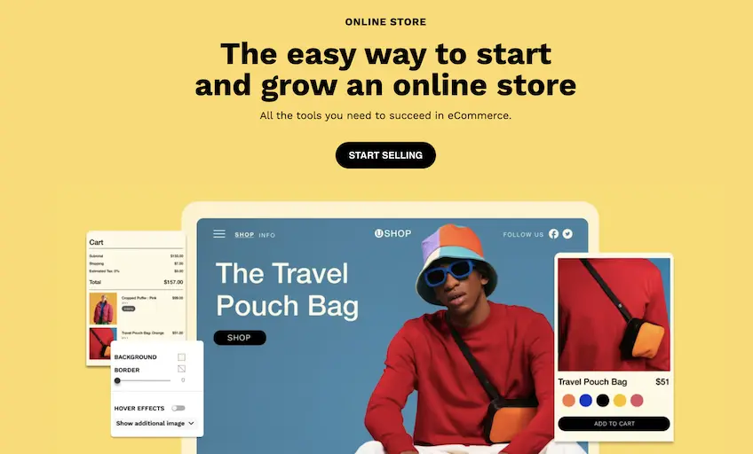Web.com's online store landing page with a sample store