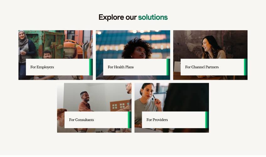 Explore solutions page from Spring Health site.