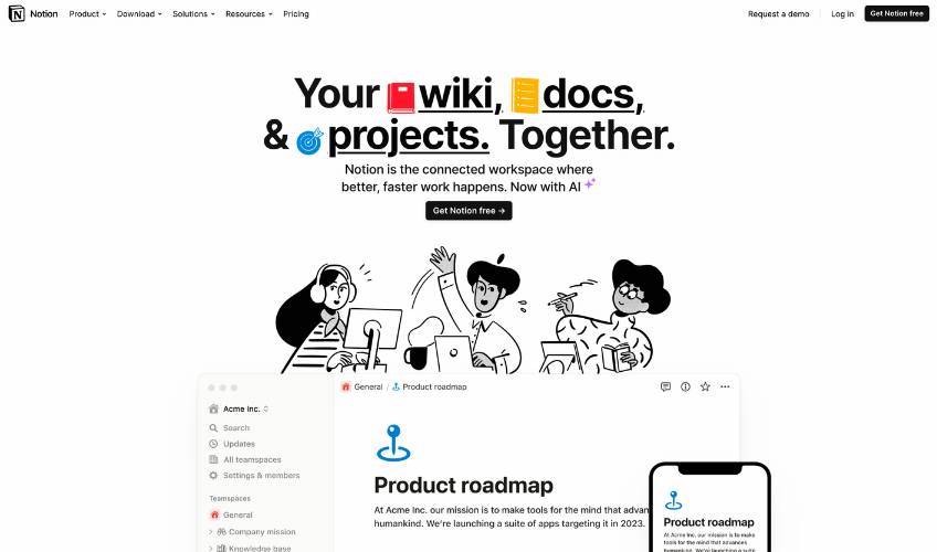 Notion homepage.